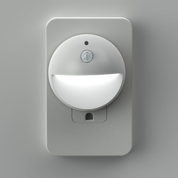 BH&G 2.65" Round LED Night Light, Daylight, Dusk to Dawn, High-Low Mode Activated by Motion White