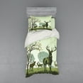 thumbnail image 2 of Ambesonne Green Bedding Set 4 Pcs, Deer and Nature Park, Queen, Green, 2 of 3