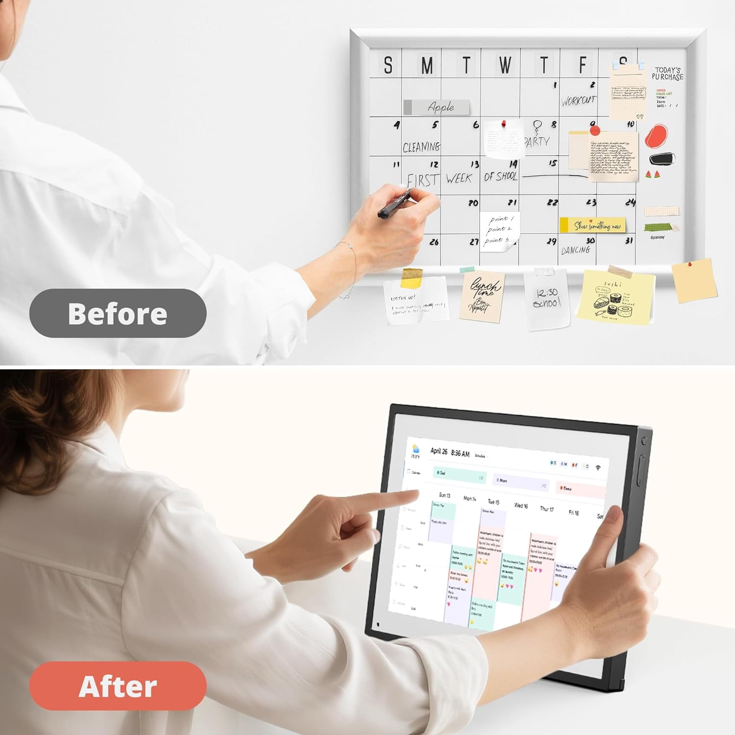 Dragon Touch Digital Calendar with Chore Chart - 10.1" Interactive Touchscreen, Smart Family Scheduler for Desk Mounting-Black