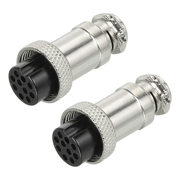 Uxcell Aviation Connector GX16 10 Pins 16mm Silver Female Wire Panel Docking Connector 2 Pack