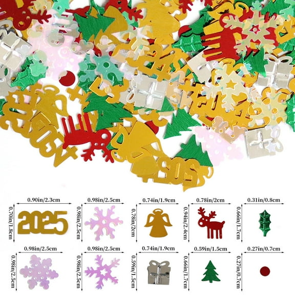 MXTPOV Christmas Glitter Table Decor, Party Scatter Confetti, Red Green Golden Christmas Confetti Sprinkles Snowflake Santa Elk for Party Christmas Decor