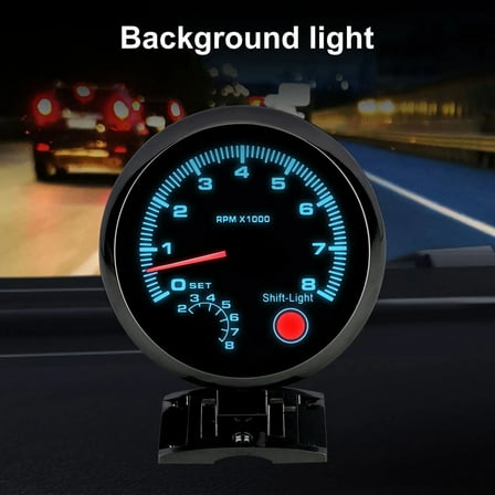 Kairuite 3.75" 12V Car Tachometer Gauge Meter 0-8000 RPM With LED Shift Light