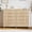 A 5 drawe-Natural(Set of 2), variant on YOCWO 5 Drawer Dresser with Wave Panel, Mid Century Tall Storage Dresser Chest of Drawer for Bedroom, Walnut