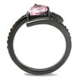 thumbnail image 3 of IP Light Black (IP Gun) Stainless Steel Ring with AAA Grade CZ in Rose for Women Novelty Theme Rose Stone Color Style TK2972 Size 5, 3 of 4