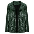 thumbnail image 5 of Sopiago Blazers for Women Sequin Shiny Open Front Blazer Evening Party Sparkly Long Sleeve Slim Cardigan Coat Jacket Green,S, 5 of 7
