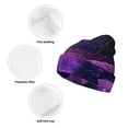 thumbnail image 3 of Picia Purple Starry Sky Antelope Pattern Knitted Beanie Hat for Men and Women , Unisex Winter Warm Stretchy Knit Cap Thick Fisherman Beanies Cuffed Plain Skull Caps, 3 of 6