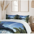 thumbnail image 6 of Ambesonne Fantasy Duvet Cover Sets, Riverside Lake Scene, 2-Queen, Green and Blue, 6 of 7