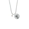 thumbnail image 2 of Delight Jewelry Silvertone Mini Light Pink Crystal Heart Silvertone Script Initial Disc - G - Charm Necklace, 20"+3", 2 of 4