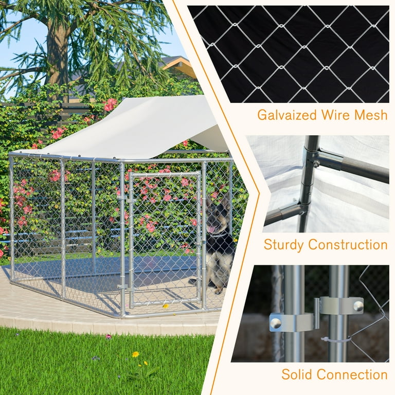 LZBEITEM 7.5 x 7.5ft Covered Roof Outdoor Dog Kennel, Heavy