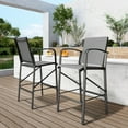 thumbnail image 2 of Outdoor Bar Stools Set of 2 Bar Height Outdoor Chairs with Back and Armrest Metal Frame (Dark Grey), 2 of 8