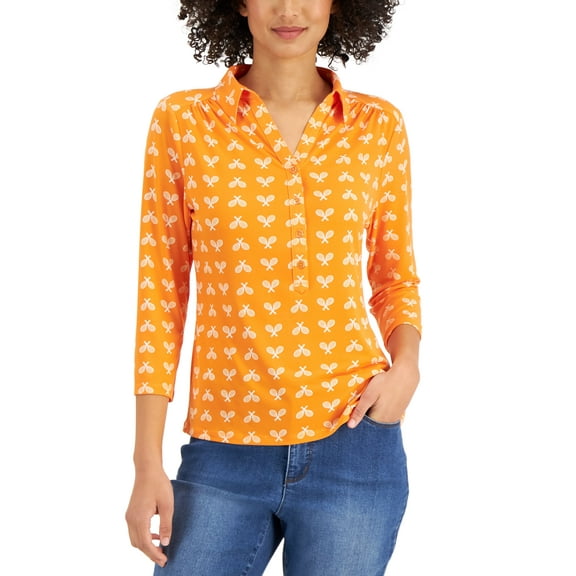 Charter Club Petite Printed Polo Shirt Dragon Fire Combo PM