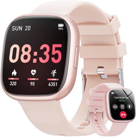 Mingdaln 2025 New Women's Smartwatch 1.72-inch with Wireless Call/Message Alert/120+ Sport Modes, IP68 Water Resistant fits for Android and iPhone Devices (Alloy Pink)