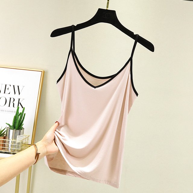 Spaghetti Strap Tank Tops Women Halter V Neck basic Camis Sleeveless summer loose Camisole plus size FJH