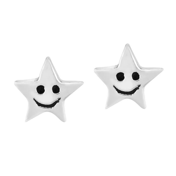 Adorable and Happy Little Stars Sterling Silver Stud Earrings