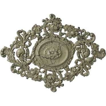 22 1/2"W x 30 3/8"H x 1 1/2"P Katheryn Ceiling Medallion, Hand-Painted Castle Stone Crackle