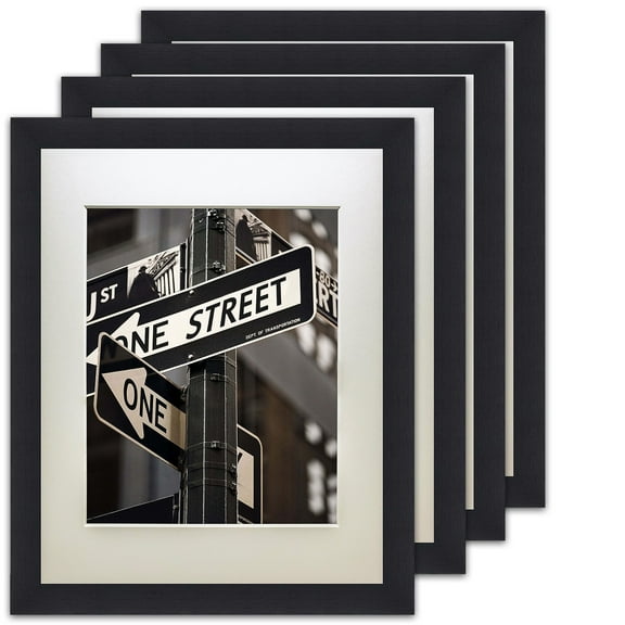 The Display Guys – Square Profile Picture Frame – Solid Black Wood with Mat – Wall Mounted – Tabletop Display - 6" x 8" - Set of 6