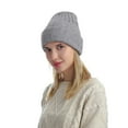 thumbnail image 5 of Riforla Women’s Knit Hat for Fall and Winter Warm Pullover Hop Style Cap Basic Winter Knit Hat Bomber Hats Light Gray, 5 of 5