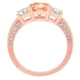 thumbnail image 2 of 3.61 ct Emerald Cut Simulated Red Diamond 3 Stone 18K Rose Gold Womens Engagement Ring, 2 of 6
