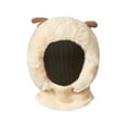 thumbnail image 5 of Women's 3-in-1 Winter Face Mask Beanie Hat, Full Coverage Balaclava Style with Cartoon Antlers, Adjustable Neck Warmer Scarf, Windproof Cold Weather Gear, Plush Trim - Beige, 5 of 6