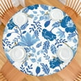 thumbnail image 2 of Round Fitted Tablecloth with Elastic Edge, Botanical Print on Durable Polyester, Reusable and Water-Resistant, Fits 44-52 Inch Dining or Patio Table, 2 of 7