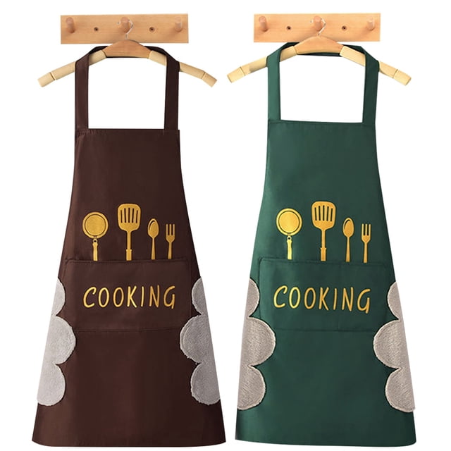 Coofit Kitchen Apron Funny Waterproof: 2PCS Cooking Apron Bib Apron with Pocket & Towel