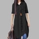 thumbnail image 4 of Nuevas mujeres blusa larga dobladillo irregular mangas cortas bolsillos sueltos casual camisa d Irfora Blusa, 4 of 7