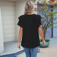 thumbnail image 4 of Blusas de Verano para Mujer, con Volantes, Corta, Cuello Redondo, Informales, Plisadas Al Frente, Básicas. Negro XXL, 4 of 9