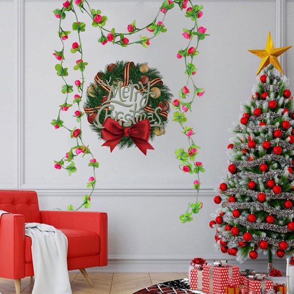 2PC Valentine's Day Fake Rose Garland, 7.5Ft Artificial Vines Flowers Hanging Rose Vine for Table Wedding Backdrop Arch Wall Party Mantle Festival Decor (Hot Pink)