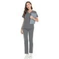 thumbnail image 5 of MLQIDK Scrub Sets for Woman Plus Size Medical Uniforms Stretchy V-Neck Scrub Pants and Tops Scrub Joggers Nursing Uniforms Uniformes De Enfermeras De Mujer Gray XXL, 5 of 6