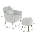 thumbnail image 3 of Ktaxon Accent Chair with Ottoman Set, Teddy Fabric Upholstered Single Sofa with Lumber Pillow Armchair with Armrests and Footrest for Bedroom Living Reading Room Office Teddy White, 3 of 7