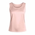 thumbnail image 4 of BOOMNY Womens Sleeveless Satin Tshirts Crew Neck Solid Color T-Shirts Summer Tank Tops for Women, 4 of 4
