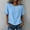 Blue, variant on YHAJDS Women's T Shirts Solid Color Round Neck Short Sleeve Chinese Button Loose Linen Cotton Top