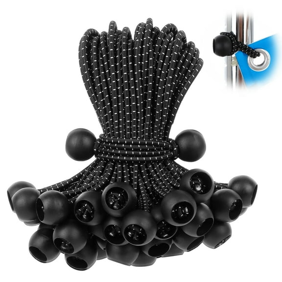 WUSI Ball Bungee Cords 6 Inch 20 PCS Tarp Ball Bungee Heavy Duty Canopy Tie Downs for Tarps,Camping, Shelter ,Cargo,Holding Wires,Tent Poles(Black)