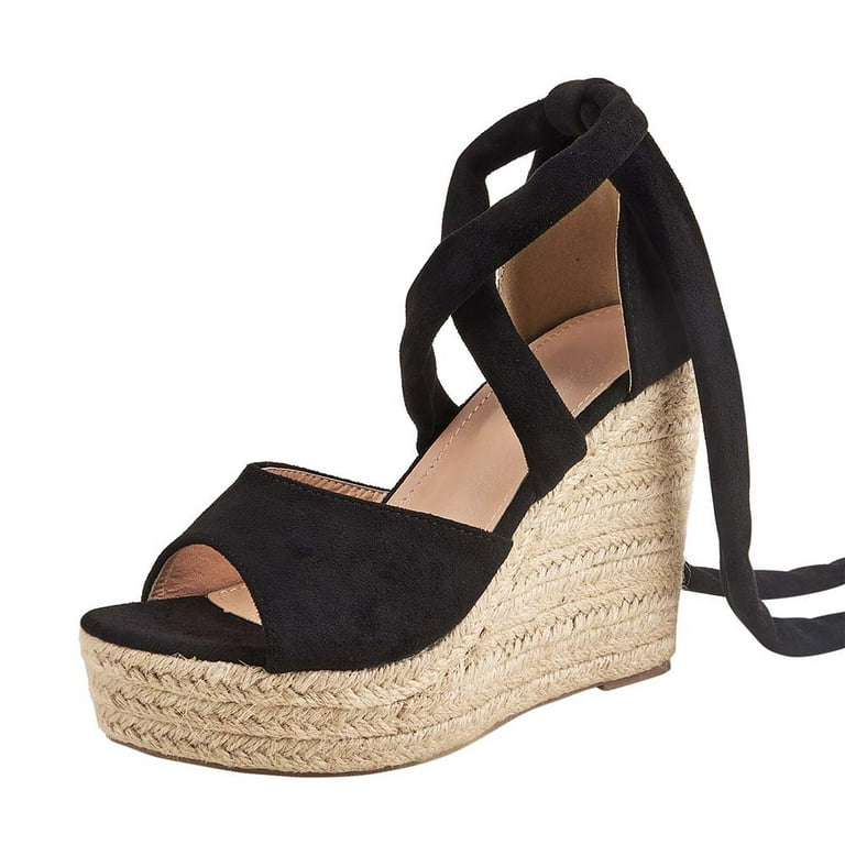 KBODIU Women's Wedge Heels, Women Wide Width Heels Sandals Casual