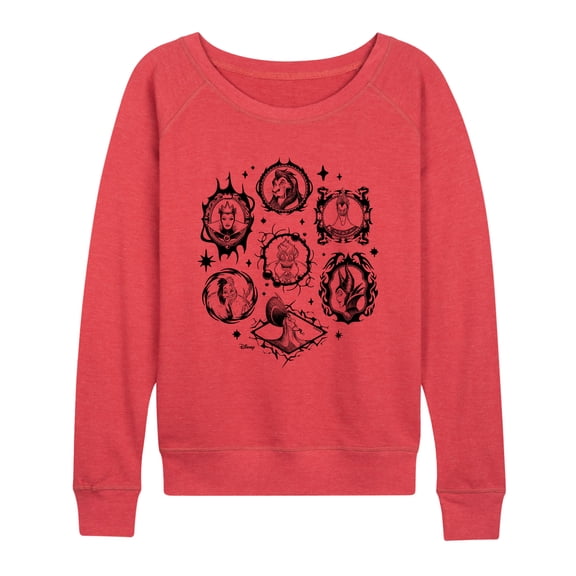 Disney - Villain Frames Women's Lightweight French Terry Wide Neck Long Sleeve Graphic Shirt