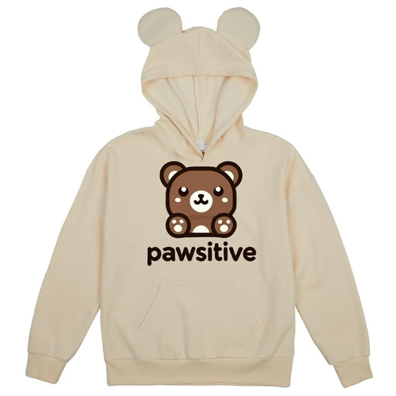 Pawsitive Brown Bear Youth Girl's Long Sleeve Cosplay Hoodie With 3D Ears-Medium