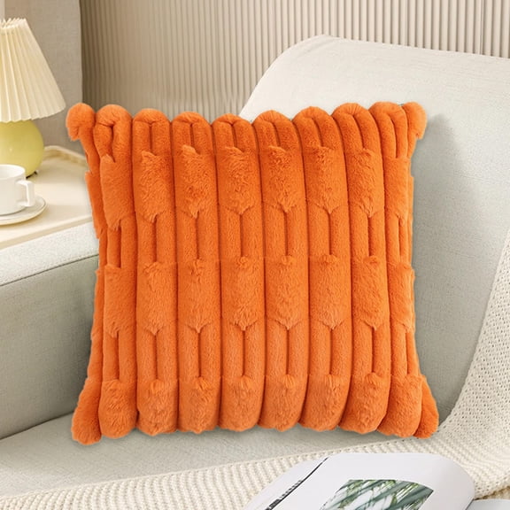 Zawou Soft Velvet Winter Lumbar Pillowcase, Plush Flannel and Knit Cushion Cover for Sofa, Bed, or Chair, Cozy Autumn and Winter Decorative Throw Pillow Accent in Burnt Orange