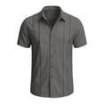 thumbnail image 4 of Qiyinn Men's Fashion Summer Shirts Collar Neck Solid Color Tops Short Sleeve Blouses, 4 of 6