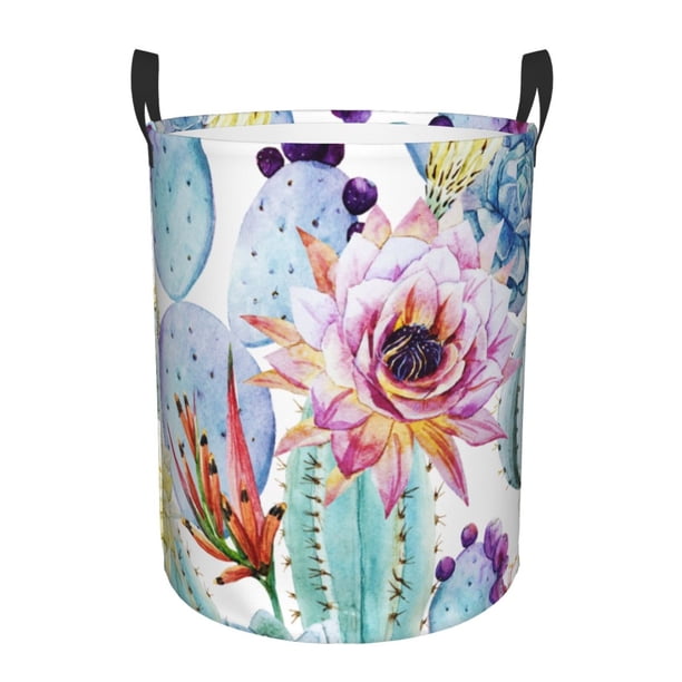 Fotbe Cactus Cesto de Ropa con Asas, Cesto Impermeable de Gran Capacidad, Bolsa de Lavado para Dormitorio, Cesto de Ropa con Ruedas y Asas-Small