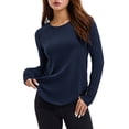 thumbnail image 2 of Women Workout Tops Solid Color Long Sleeve Yoga Athletic Shirt for Sports Gym Running Activewear, 2 of 9