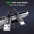 thumbnail image 2 of Cable Tipo C 2m Usb C A Usb A 3a Cable Carga Rapid Negro, 2 of 5