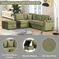 thumbnail image 6 of Harper & Bright Designs Sleeper Sectional Sofa Pull Out Bed Upholstery Reversible Couch with Hidden Arm Storage & Ottoman, Green, 6 of 16