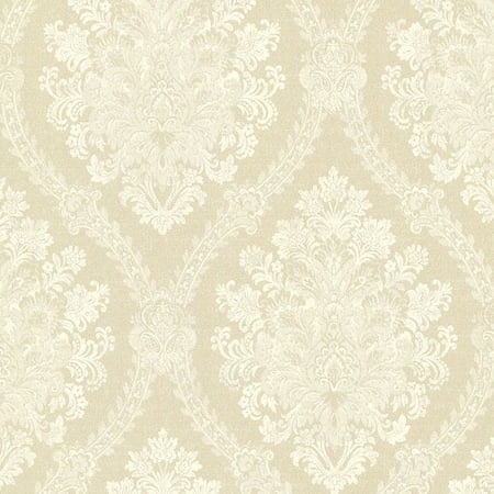 Amarissa Champagne Jacquard Damask Wallpaper