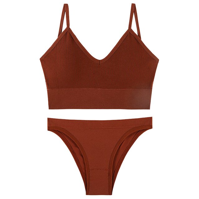 CINOON, conjunto de sujetador sin costuras para mujer, bragas sexis de cintura baja, sujetador sin aros, Bralette, lencería con relleno, sujetador, conjunto de ropa interior femenina suave Tan Jianjun unisex