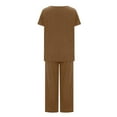 thumbnail image 4 of PENGXIANG Ensemble d'Été 2 Pcs pour Femmes, Ensemble Décontracté, Couleur Unie, Col Rond, Pantalon Large, 4 of 6