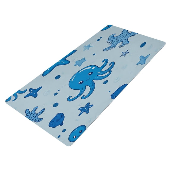 Leather Keyboard and Mouse Desk Mat Office Desk Accessories Protective Office Desk Decor Desk Pad Mat for Gaming, Work from Home, Office Blue Cute Sea Creatures 16.5" x 35.4"