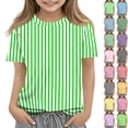 thumbnail image 2 of CCRFTGI Shirts for Kids Girls Size 10-12 Cute Striped Shirt Graphic Tees Summer Tops Short Sleeve Crewneck Girls Fashion Tee Tops Purple 11-12 Years, 2 of 6