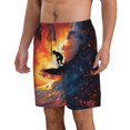 thumbnail image 2 of KLL Sunset Surfing Silhouette Men's Casual Summer Beach Shorts Hawaiian Shorts with Pockets-Small, 2 of 5