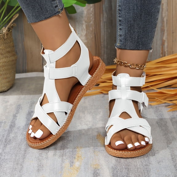Womens Sandal Oofos Slides Women's Fashion Casual Spring And Summer Style Solid Color Versatile Flat Open Toe Outdoor Beach Sandals White