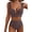 Brown, variant on Women Swimsuits Bikinis Sets Bathing Suits 2 Piece Sets High Waisted Bikini Swimming Suits Cut Out Vacation Outfits Black 2XL